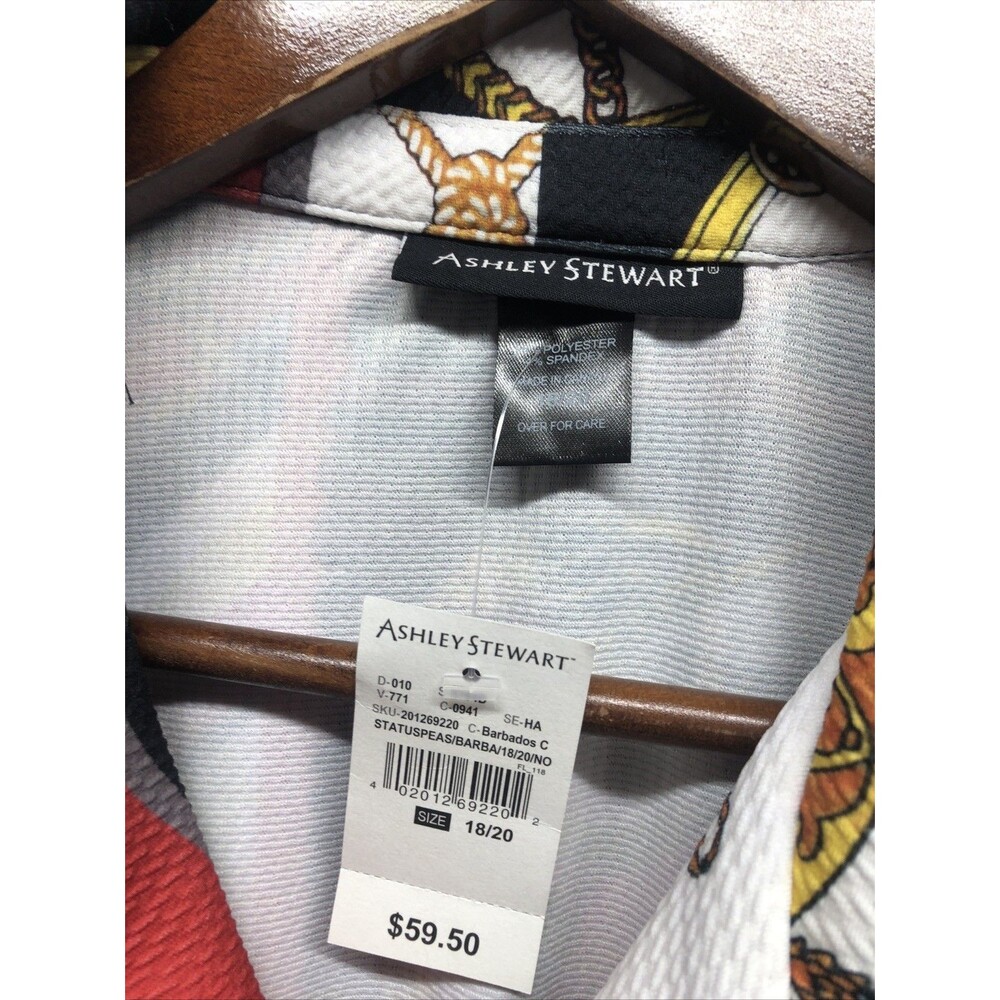 Ashley Stewart Dress Button Up Size 18/20 Belt Rope Medallion Design NWT - Picture 3 of 14